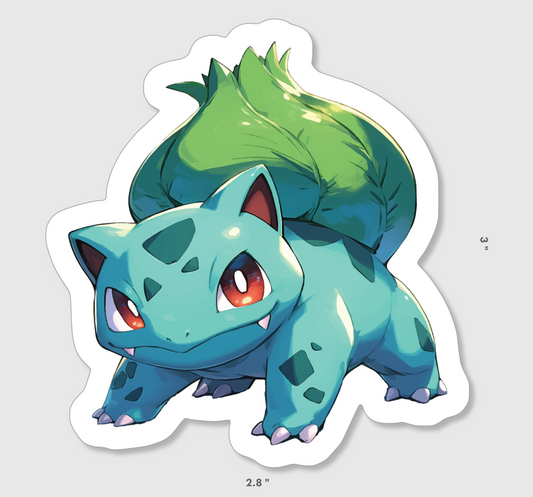 Action-Pose Bulbasaur Sticker - High-Quality Vinyl Pokémon Decal