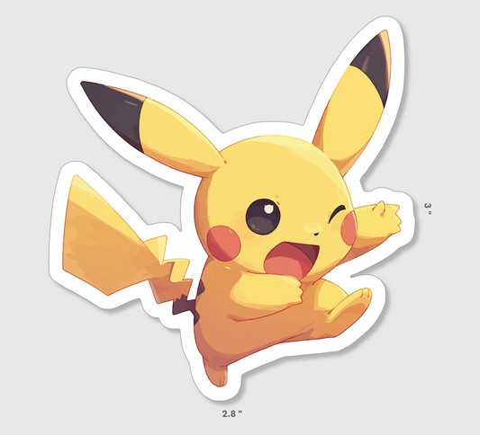 Excited Pikachu Vinyl Sticker - Cute and Durable for Any Surface!