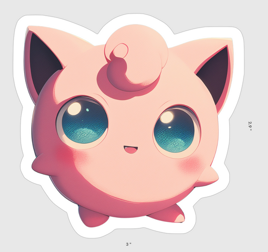 Cute Jigglypuff Vinyl Sticker - Perfect for Personalizing Your Space