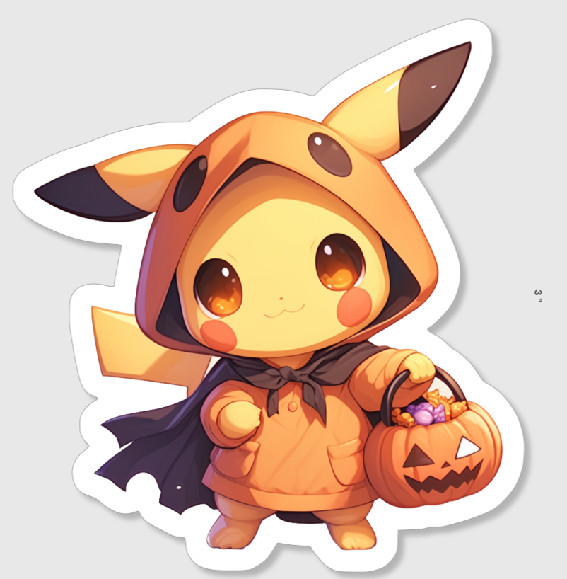 Pikachu Halloween Sticker Bundle – All 5 Stickers for 20% off (Limited Time Offer!)