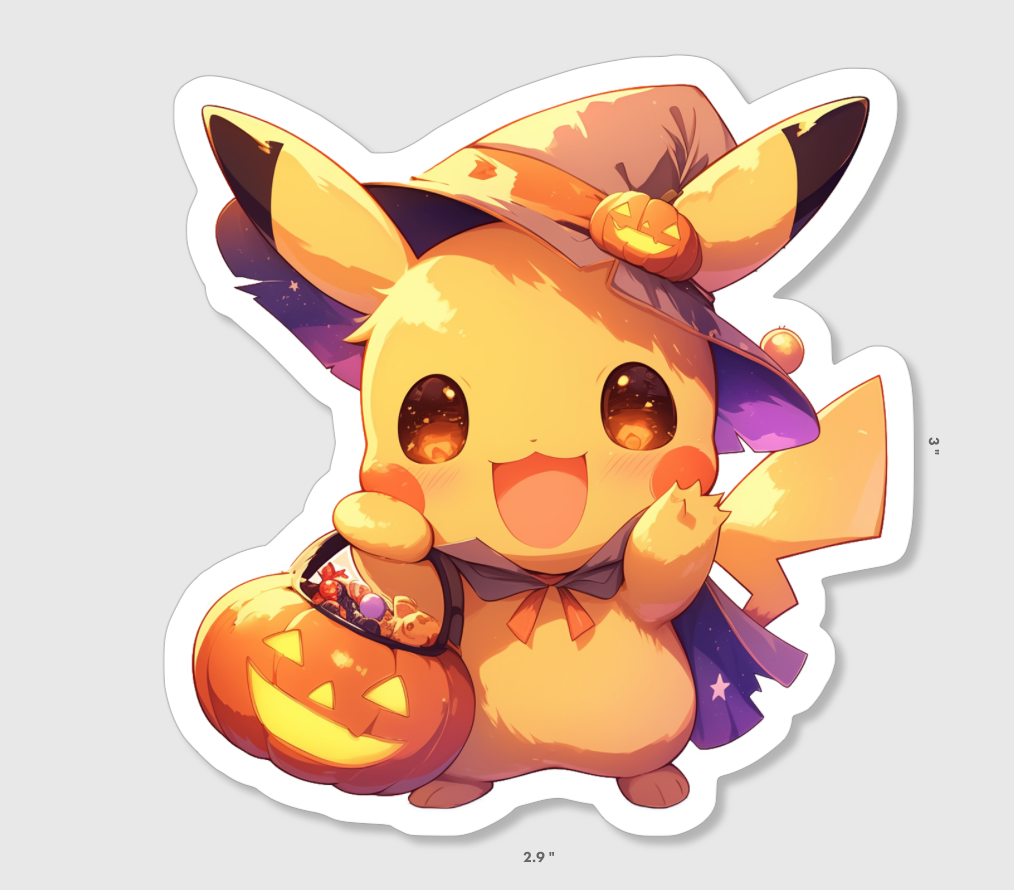 Pikachu Halloween Sticker Bundle – All 5 Stickers for 20% off (Limited Time Offer!)