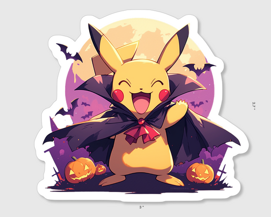 Vampire Pikachu Halloween Sticker – Spooky Pokémon Decor